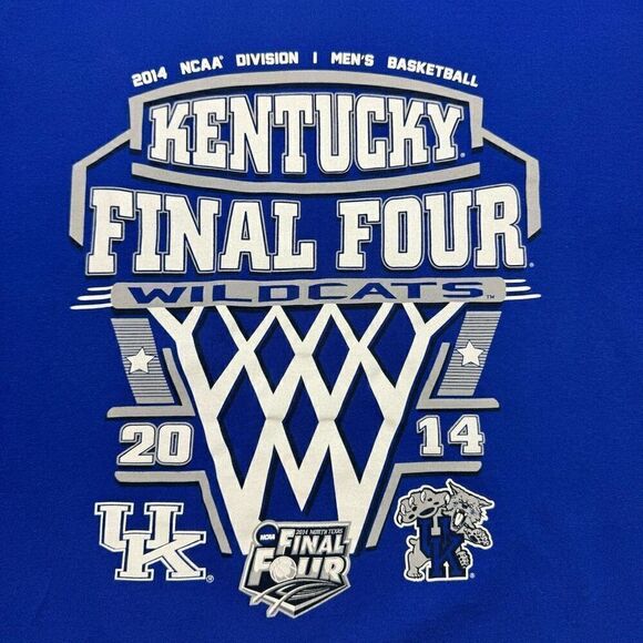 Kentucky Wildcats Basketball 2014 Final Four Russell T Shirt Mens XL Blue NCAA - Picture 2 of 6